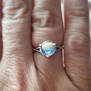 STERLING SWAROVSKI AURORA BOREALIS RING